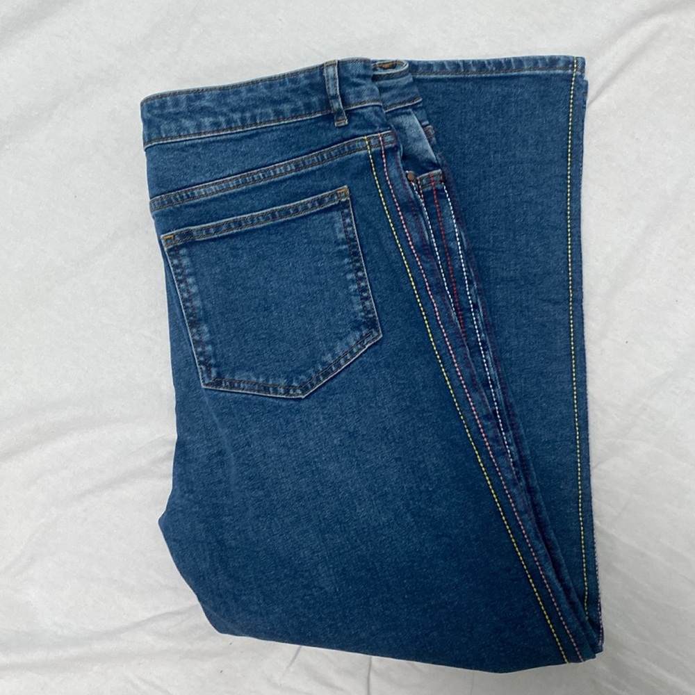 Vintage Boden Cambridge Embroidered Jeans with Rainbow π Stripe - Picture 4 of 11